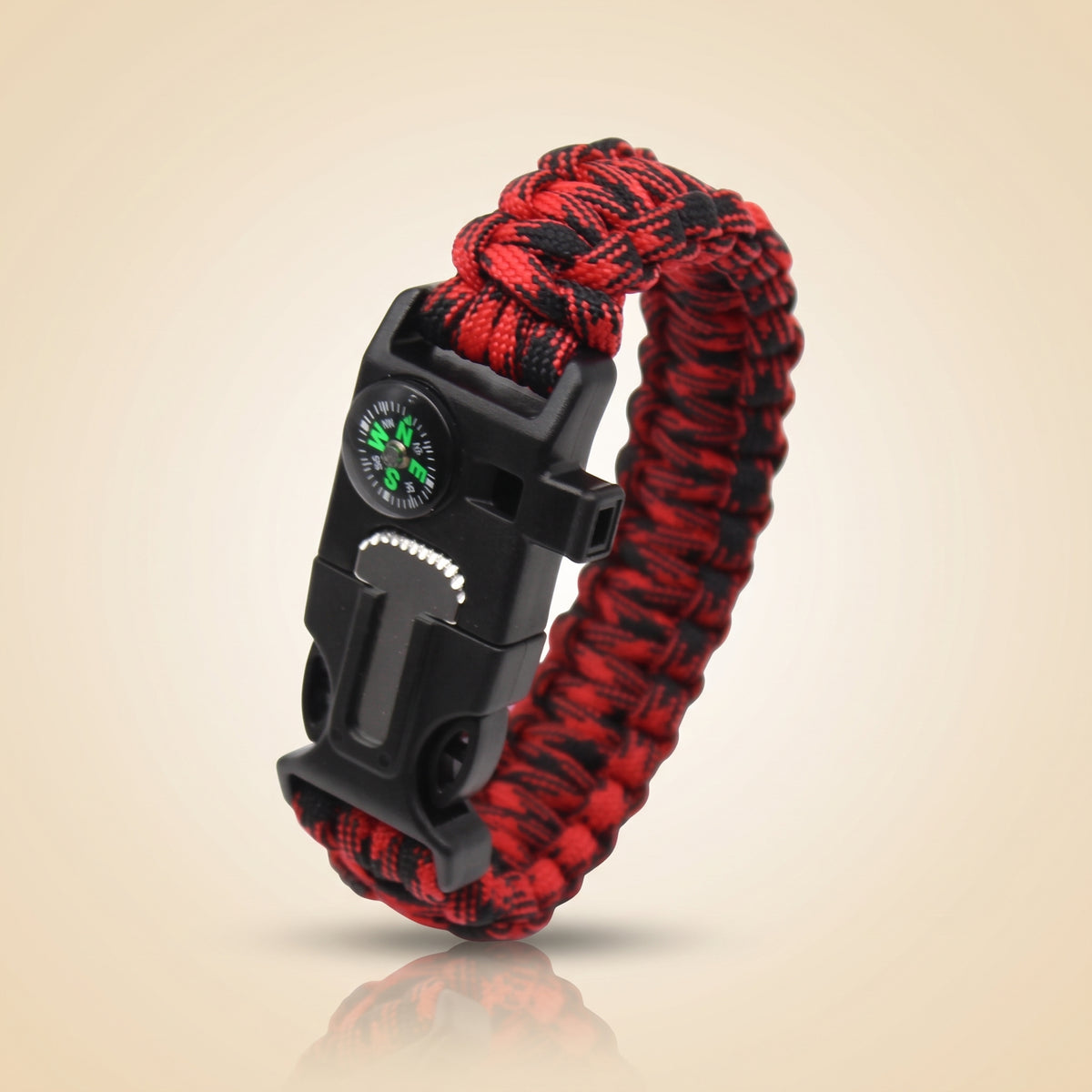 Paracord Survival Bracelet — Compass, Whistle & Thermometer