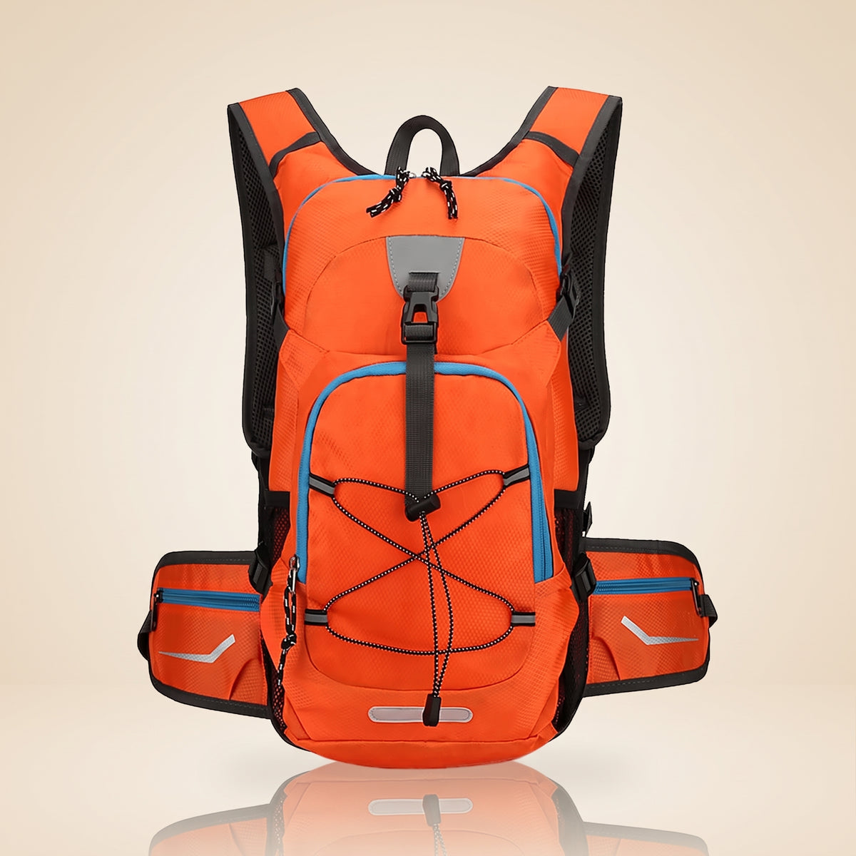 Orange 18L hydration backpack, front view