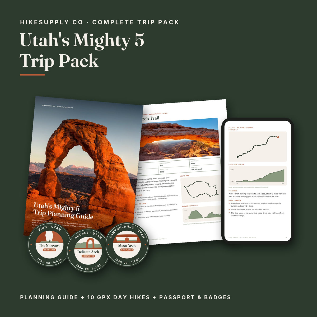 Utah's Mighty 5 Trip Pack — Planning Guide + 10 GPX Day Hikes