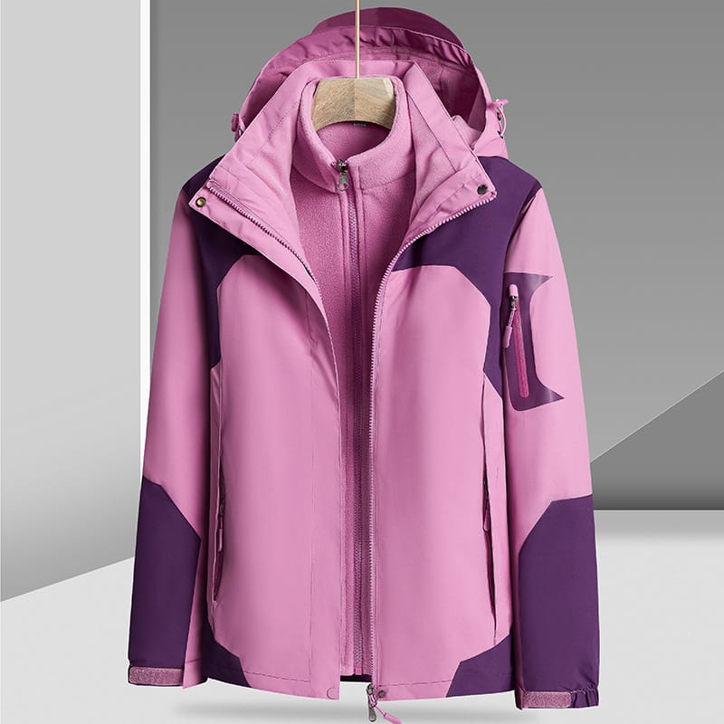 3-in-1 Waterproof Hiking Jacket — Windproof Hooded Outdoor Shell