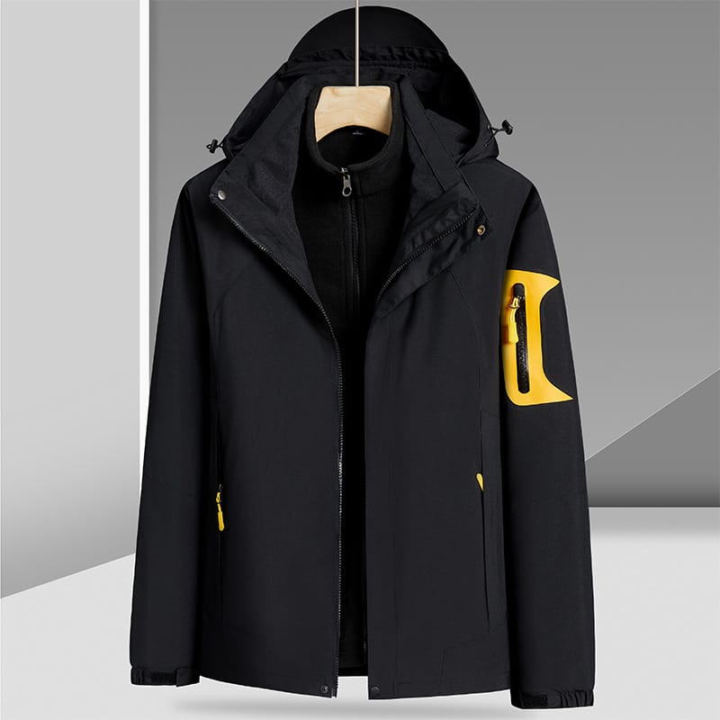 3-in-1 Waterproof Hiking Jacket — Windproof Hooded Outdoor Shell