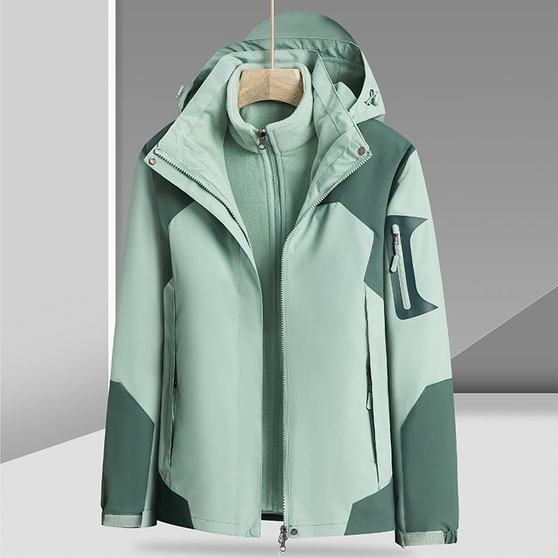 3-in-1 Waterproof Hiking Jacket — Windproof Hooded Outdoor Shell