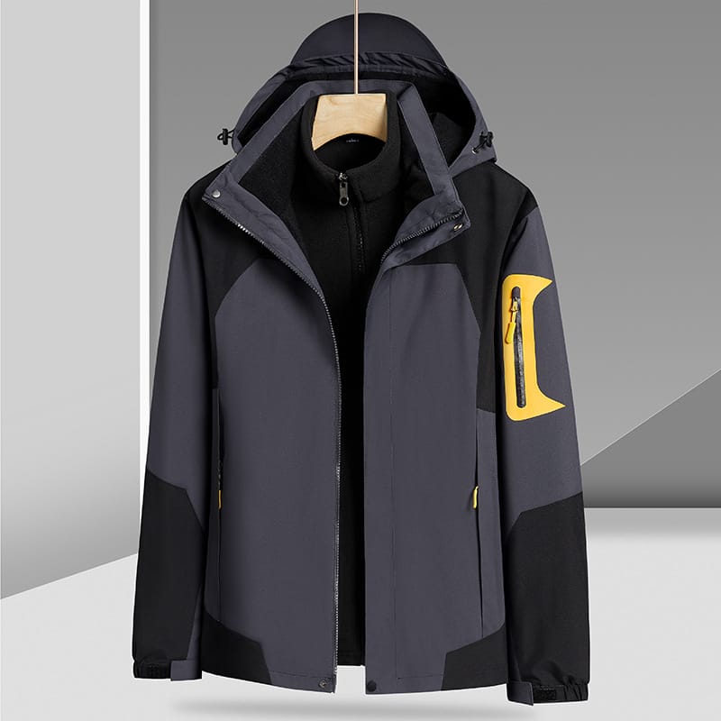 3-in-1 Waterproof Hiking Jacket — Windproof Hooded Outdoor Shell