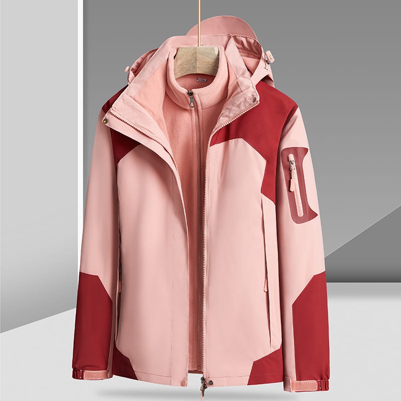 3-in-1 Waterproof Hiking Jacket — Windproof Hooded Outdoor Shell