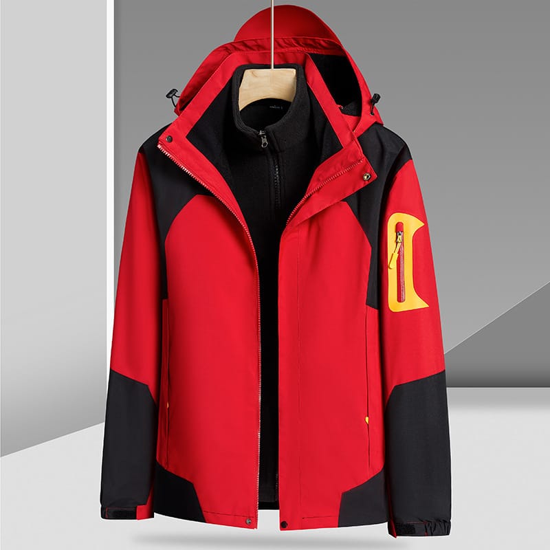3-in-1 Waterproof Hiking Jacket — Windproof Hooded Outdoor Shell