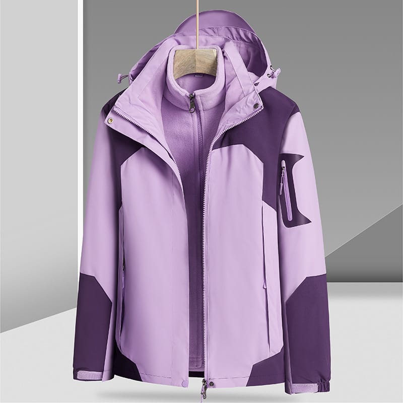 3-in-1 Waterproof Hiking Jacket — Windproof Hooded Outdoor Shell