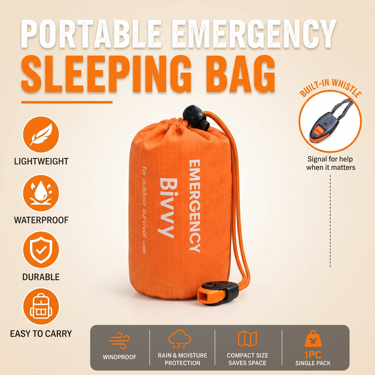Emergency Bivy Sack — Thermal Survival Shelter