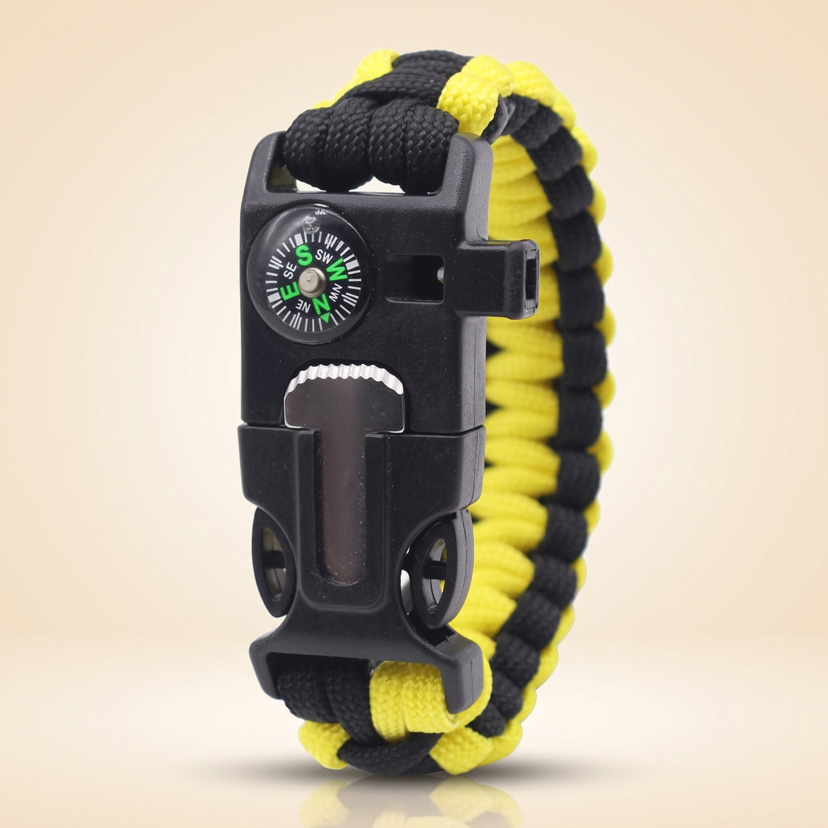 Paracord Survival Bracelet — Compass, Whistle & Thermometer