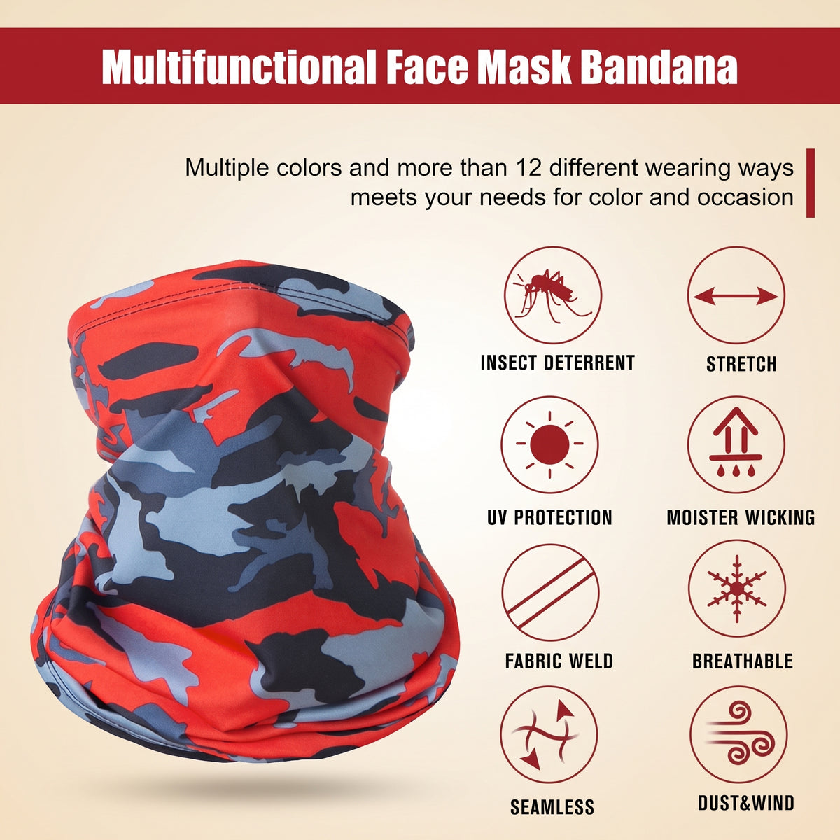 Multifunctional Neck Gaiter — Seamless Stretch Tube