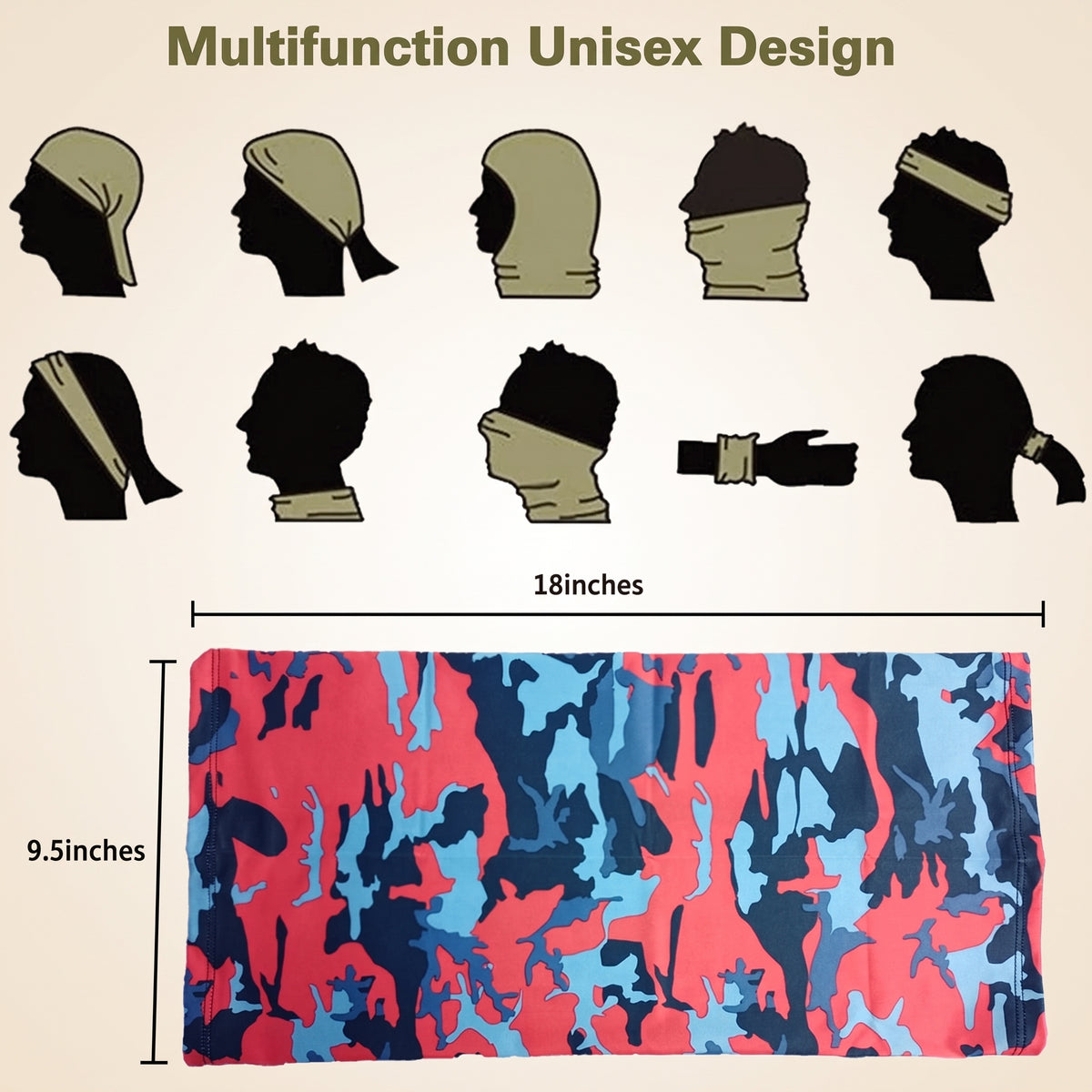 Multifunctional Neck Gaiter — Seamless Stretch Tube