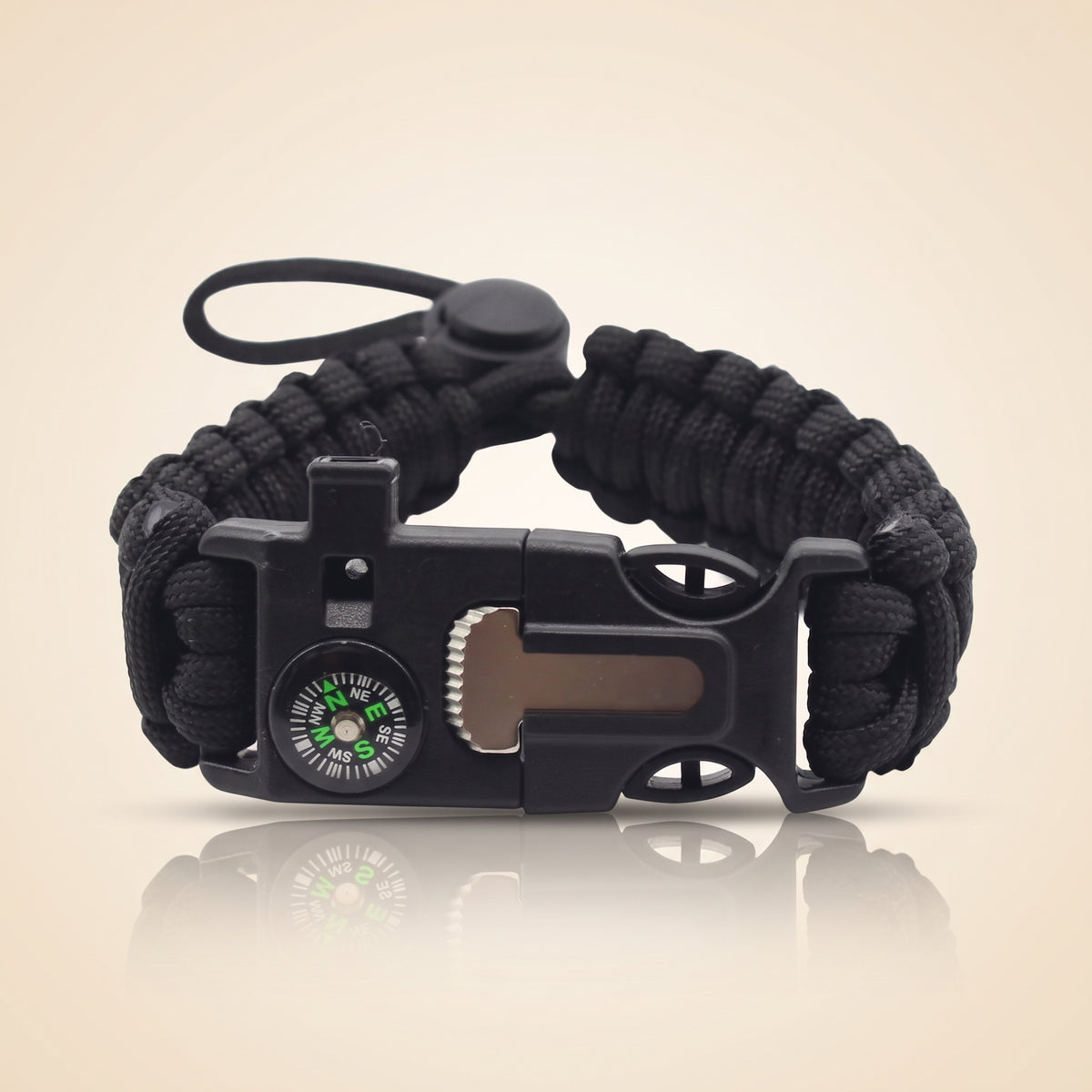 Paracord Survival Bracelet — Compass, Whistle & Thermometer