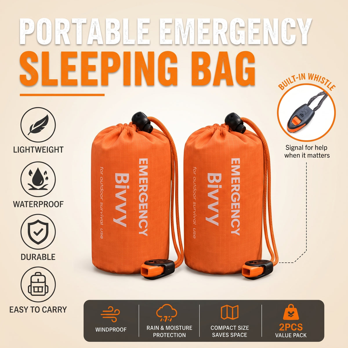 Emergency Bivy Sack — Thermal Survival Shelter