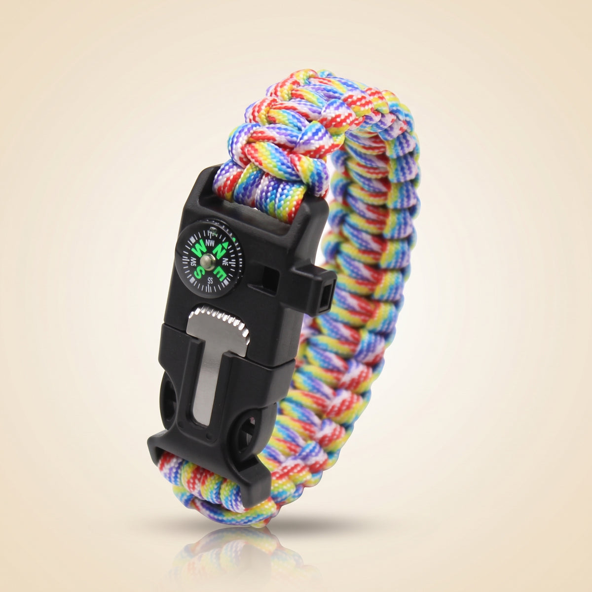 Paracord Survival Bracelet — Compass, Whistle & Thermometer