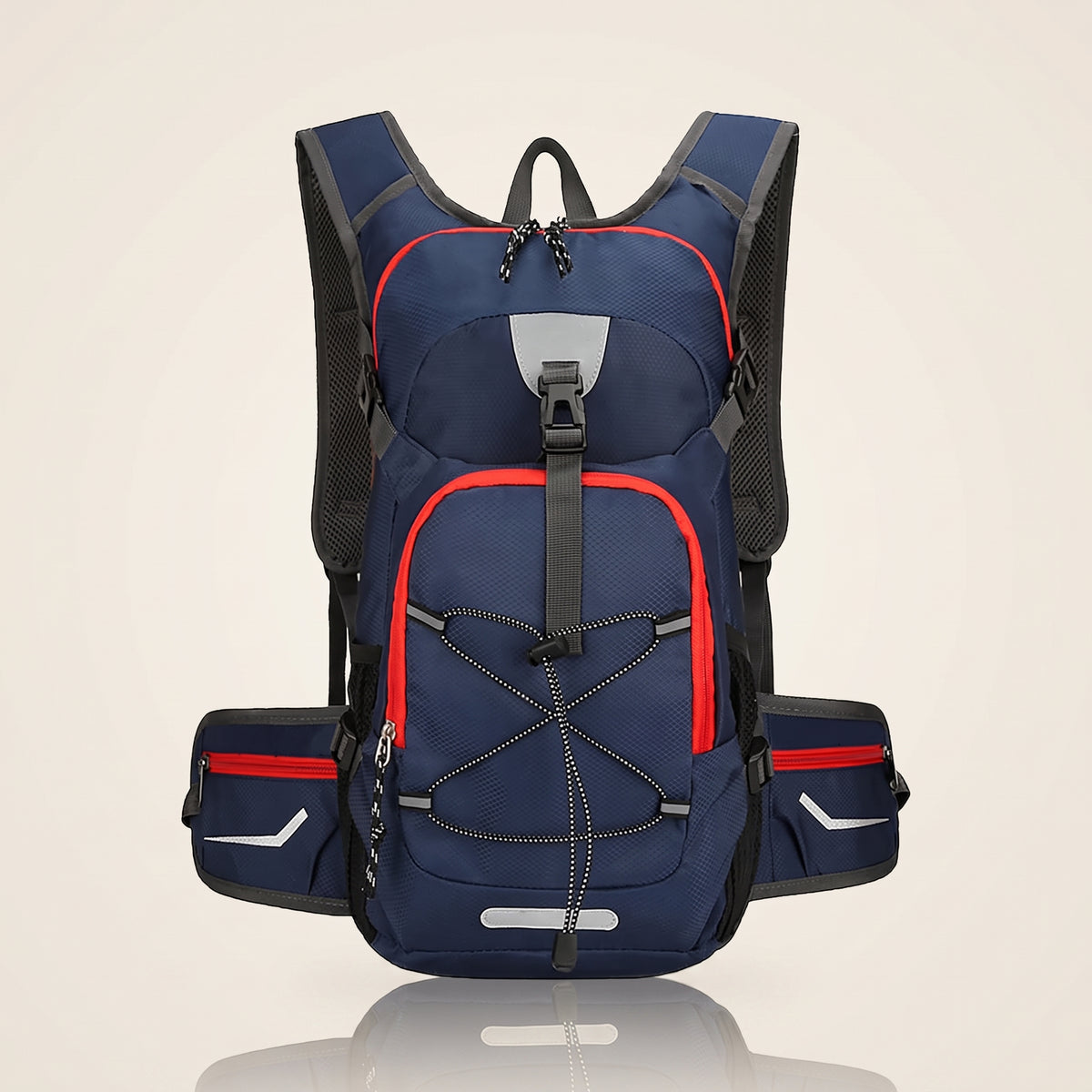 Dark blue 18L hydration backpack, front view