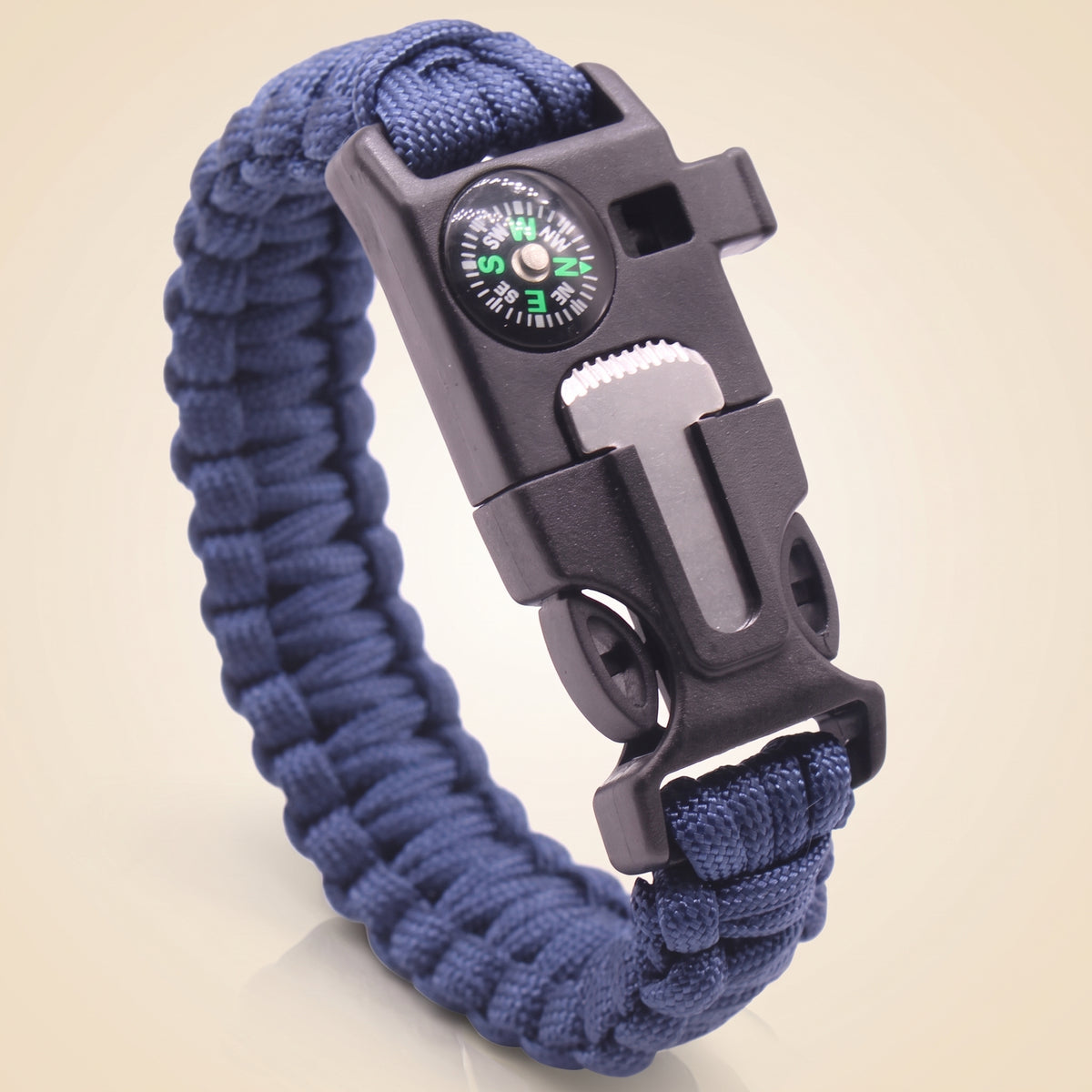 Paracord Survival Bracelet — Compass, Whistle & Thermometer