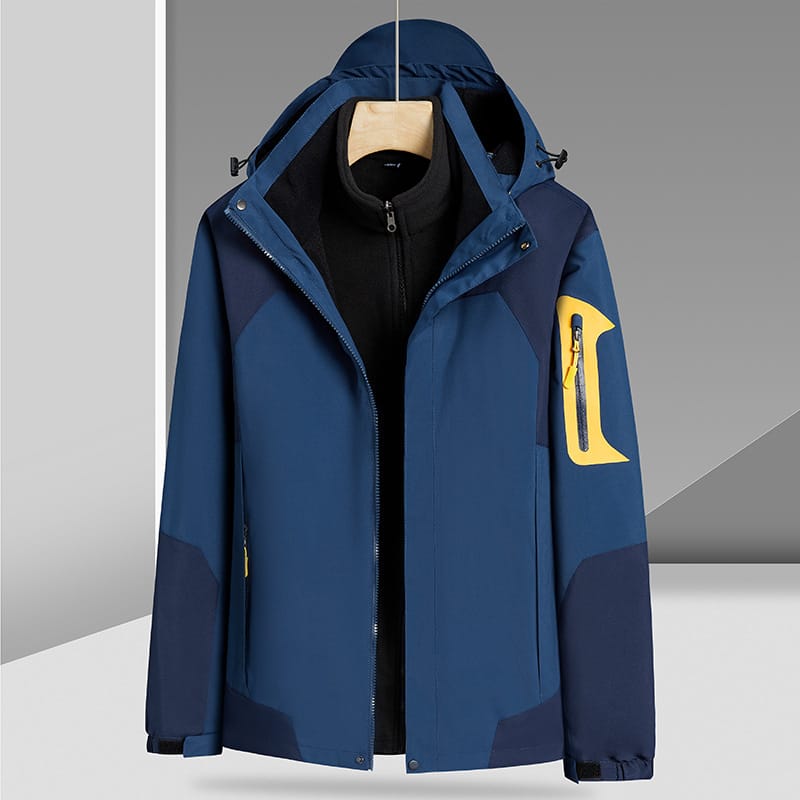 3-in-1 Waterproof Hiking Jacket — Windproof Hooded Outdoor Shell