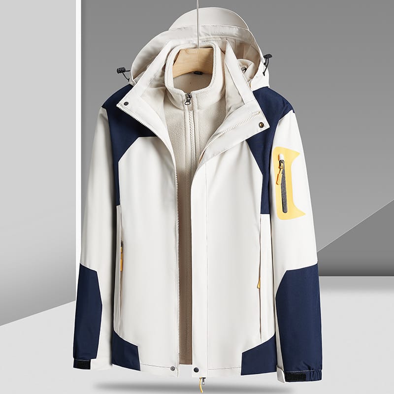 3-in-1 Waterproof Hiking Jacket — Windproof Hooded Outdoor Shell