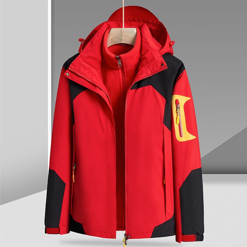 3-in-1 Waterproof Hiking Jacket — Windproof Hooded Outdoor Shell